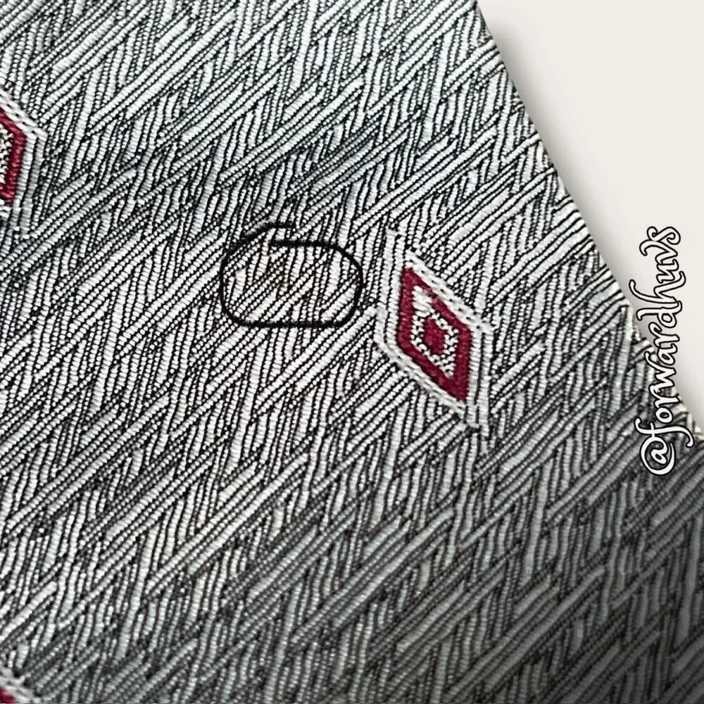 Oscar de la Renta Vintage Shiny Silver Necktie with Red Highlights